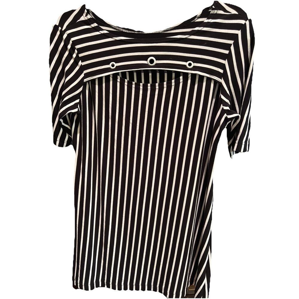 Max Studio Weekend Black and White Striped Grommets Sheath Dress Size Small